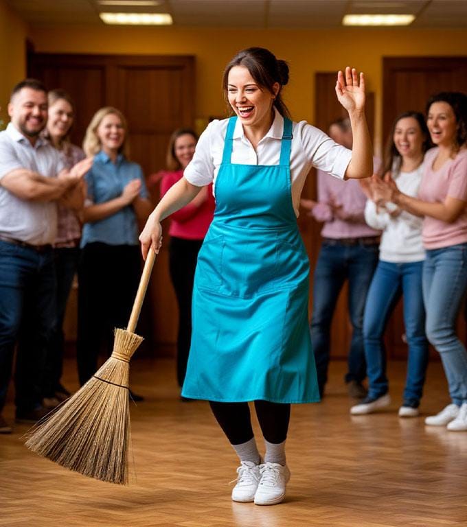 Повикаха чистачката да танцува, мислейки си, че ще бъде забавно но още с първото ѝ завъртане всички забравиха как се диша.
