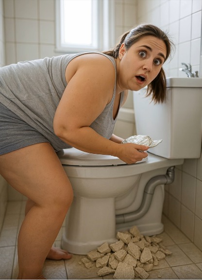 Мъжът ми беше на работа, когато свекърът ми се приближи и ми каза, че иска да ми покаже нещо в банята: влязох в банята и видях на пода парчета плочки и цимент, а сред тях — прозрачен найлонов плик 